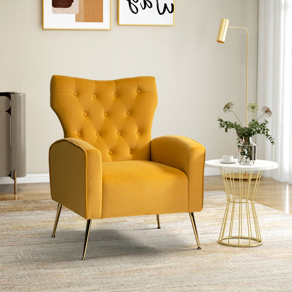 Wingback yellow chair hot sale